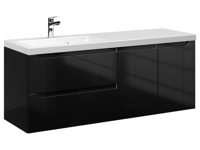 Szafka Wisząca Z Umywalką ETH 120 cm SD Lewa - Czarny Wysoki Połysk Szafka Wisząca Z Umywalką ETH 120 cm SD Lewa - Czarny Wysoki Połysk