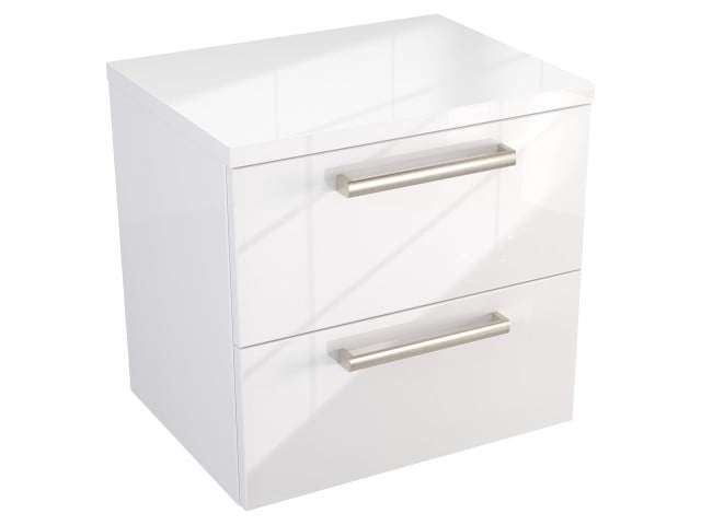 Szafka Wisząca Z Blatem ATH 50 cm - Biały Wysoki Połysk - Uchwyty Stal Szczotkowana Szafka Wisząca Z Blatem ATH 50 cm - Biały Wysoki Połysk - Uchwyty Stal Szczotkowana