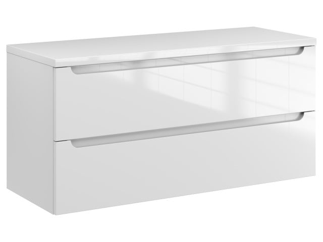 Szafka Wisząca Z Blatem ETH 100 cm - Biały Wysoki Połysk Szafka Wisząca Z Blatem ETH 100 cm - Biały Wysoki Połysk