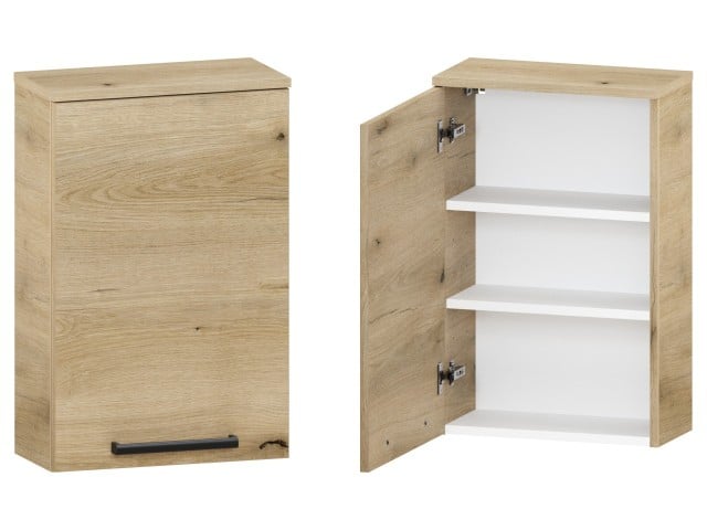 Szafka nad Pralkę ATHD 45 cm D Lewa - Dąb Evoke Coast Mat - Uchwyty Czarne Matowe