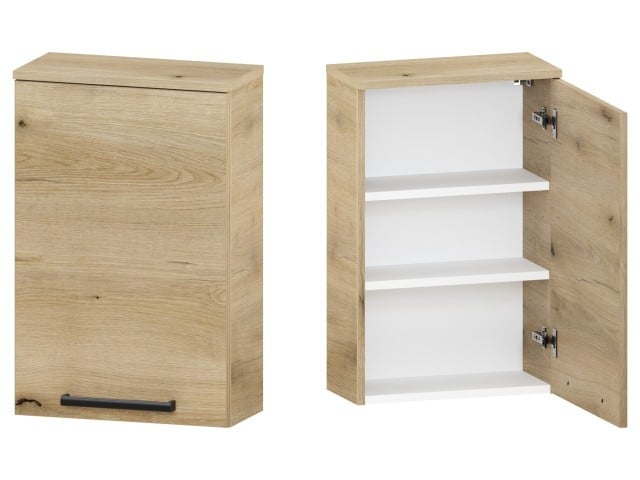 Szafka nad Pralkę ATHD 45 cm D Prawa - Dąb Evoke Coast Mat - Uchwyty Czarne Matowe