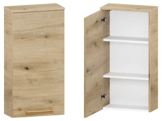 Szafka nad Pralkę ATHD 45 cm D90 Lewa - Dąb Evoke Coast Mat - Uchwyty Złote Polerowane