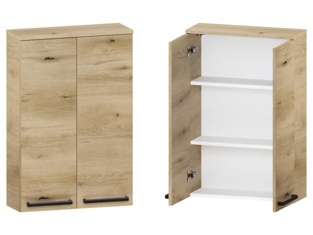 Szafka nad Pralkę ATHD 60 cm 2D90 - Dąb Evoke Coast Mat - Uchwyty Czarne Matowe