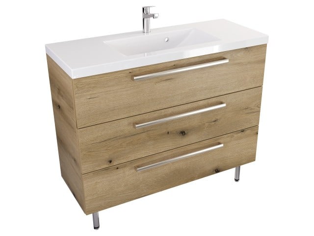 Szafka Stojąca Z Umywalką ATHD 100 cm - Dąb Evoke Coast Mat - Uchwyty Stal Szczotkowana Szafka Stojąca Z Umywalką ATHD 100 cm - Dąb Evoke Coast Mat - Uchwyty Stal Szczotkowana