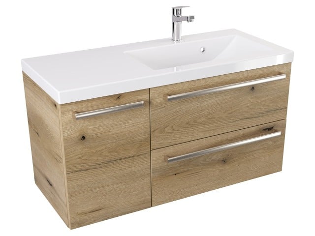 Szafka Wisząca Z Umywalką ATHD 90 cm D Prawa - Dąb Evoke Coast Mat - Uchwyty Stal Szczotkowana Szafka Wisząca Z Umywalką ATHD 90 cm D Prawa - Dąb Evoke Coast Mat - Uchwyty Stal Szczotkowana