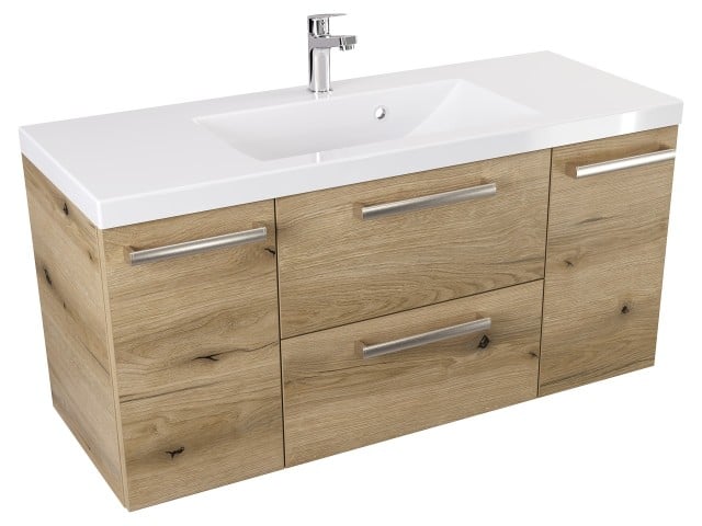 Szafka Wisząca Z Umywalką ATHD 100 cm D - Dąb Evoke Coast Mat - Uchwyty Stal Szczotkowana Szafka Wisząca Z Umywalką ATHD 100 cm D - Dąb Evoke Coast Mat - Uchwyty Stal Szczotkowana