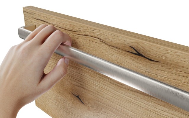 Szafka Wisząca Z Umywalką ATHD 120 cm SD Lewa - Dąb Evoke Coast Mat - Uchwyty Stal Szczotkowana