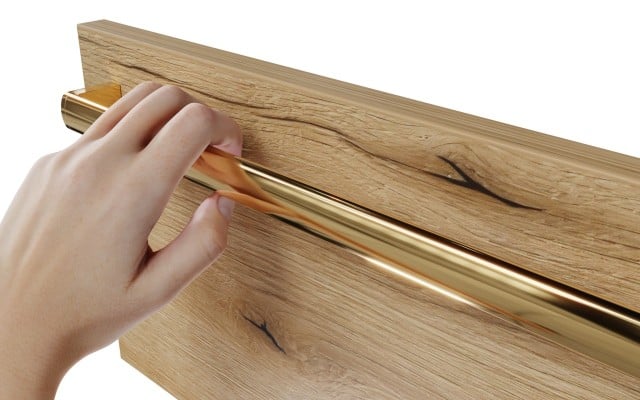 Szafka Wisząca Z Umywalką ATHD 120 cm SD Lewa - Dąb Evoke Coast Mat - Uchwyty Złote Polerowane