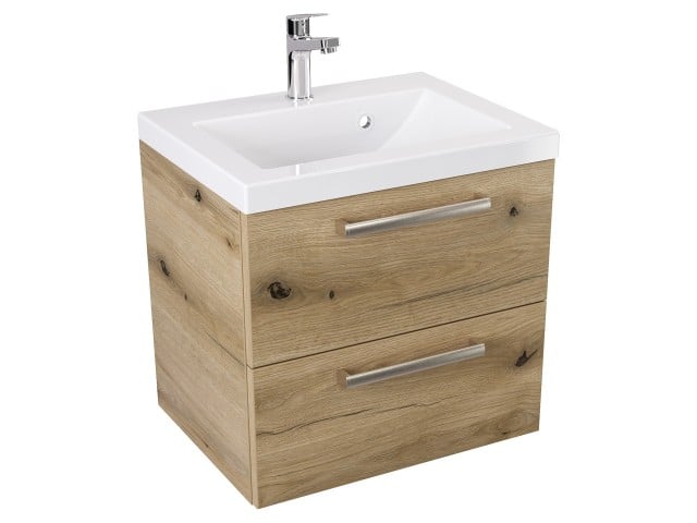 Szafka Wisząca Z Umywalką ATHD 50 cm - Dąb Evoke Coast Mat - Uchwyty Stal Szczotkowana Szafka Wisząca Z Umywalką ATHD 50 cm - Dąb Evoke Coast Mat - Uchwyty Stal Szczotkowana