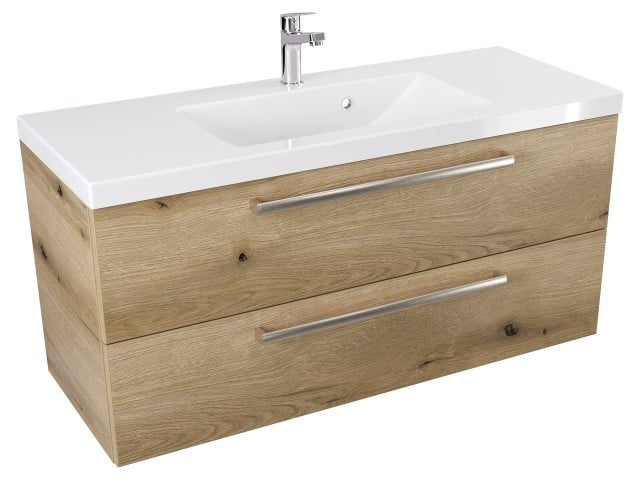 Szafka Wisząca Z Umywalką ATHD 100 cm - Dąb Evoke Coast Mat - Uchwyty Stal Szczotkowana Szafka Wisząca Z Umywalką ATHD 100 cm - Dąb Evoke Coast Mat - Uchwyty Stal Szczotkowana