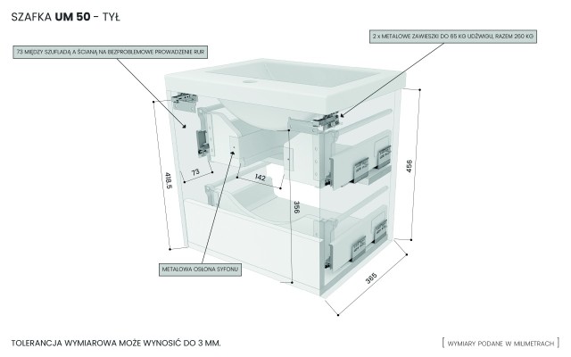 Szafka Wisząca Z Umywalką ATHD 50 cm - Dąb Evoke Coast Mat - Uchwyty Złote Polerowane