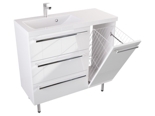 Szafka Stojąca Z Umywalką ATH 90 cm K Lewa - Biały Wysoki Połysk - Uchwyty Chromowane Szafka Stojąca Z Umywalką ATH 90 cm K Lewa - Biały Wysoki Połysk - Uchwyty Chromowane