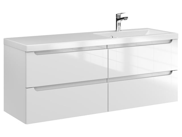 Szafka Wisząca Z Umywalką ETH 120 cm S Prawa - Biały Wysoki Połysk Szafka Wisząca Z Umywalką ETH 120 cm S Prawa - Biały Wysoki Połysk