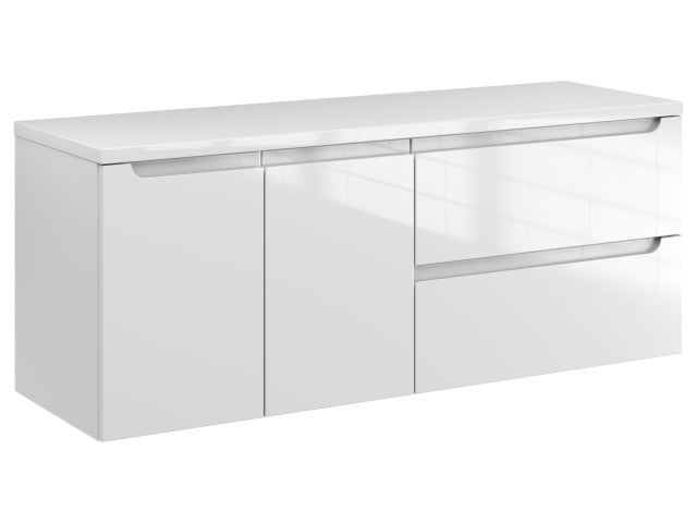 Szafka Wisząca Z Blatem ETH 120 cm DS Prawa - Biały Wysoki Połysk Szafka Wisząca Z Blatem ETH 120 cm DS Prawa - Biały Wysoki Połysk