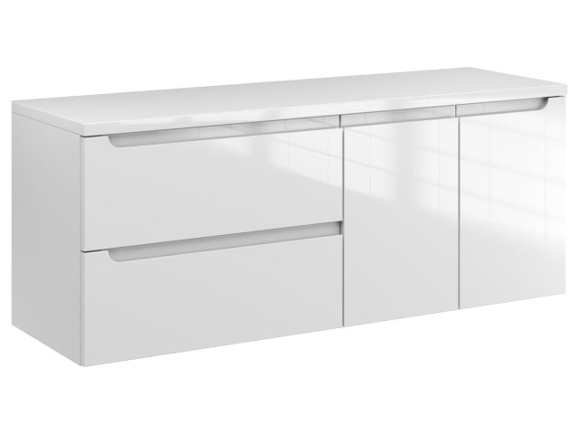 Szafka Wisząca Z Blatem ETH 120 cm SD Lewa - Biały Wysoki Połysk