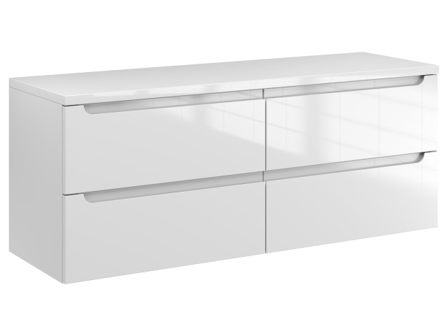 Szafka Wisząca Z Blatem ETH 120 cm S Lewa - Biały Wysoki Połysk