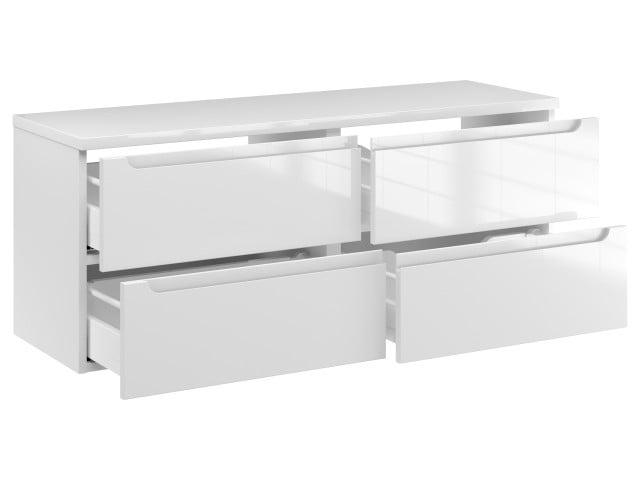 Szafka Wisząca Z Blatem ETH 120 cm S Prawa - Biały Wysoki Połysk