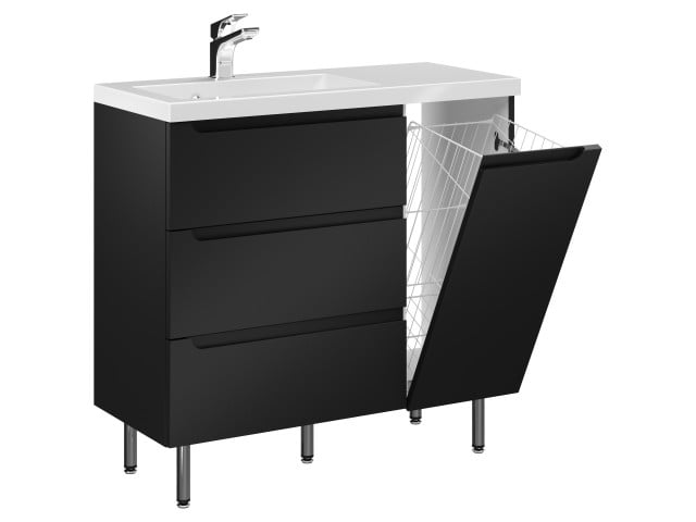 Szafka Stojąca Z Umywalką ETH 90 cm K Lewa - Czarny Mat Szafka Stojąca Z Umywalką ETH 90 cm K Lewa - Czarny Mat
