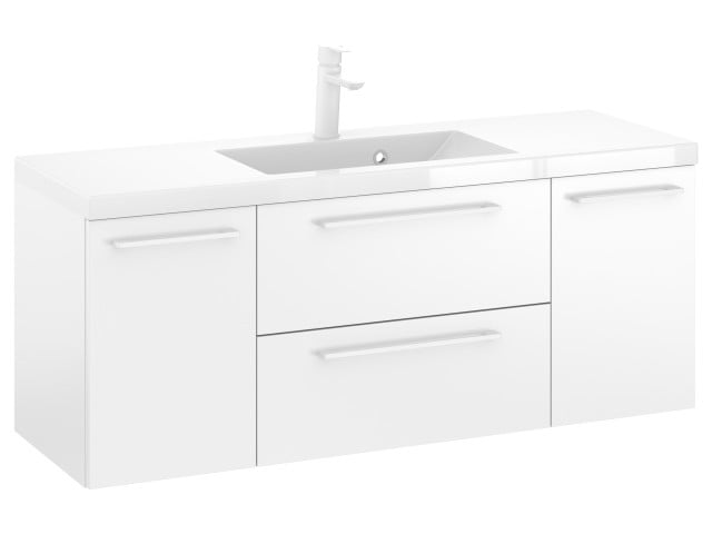 Szafka Wisząca Z Umywalką RON 120 cm D - Biały Mat - Uchwyty Białe Matowe Szafka Wisząca Z Umywalką RON 120 cm D - Biały Mat - Uchwyty Białe Matowe