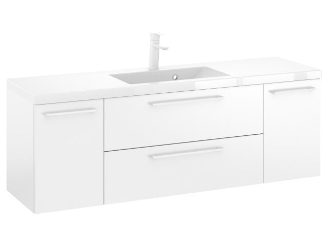 Szafka Wisząca Z Umywalką RON 140 cm D - Biały Mat - Uchwyty Białe Matowe Szafka Wisząca Z Umywalką RON 140 cm D - Biały Mat - Uchwyty Białe Matowe
