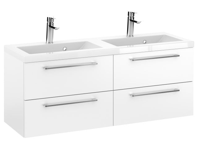 Szafka Wisząca Z Umywalką RON 120 cm DUO - Biały Mat - Uchwyty Chromowane Szafka Wisząca Z Umywalką RON 120 cm DUO - Biały Mat - Uchwyty Chromowane