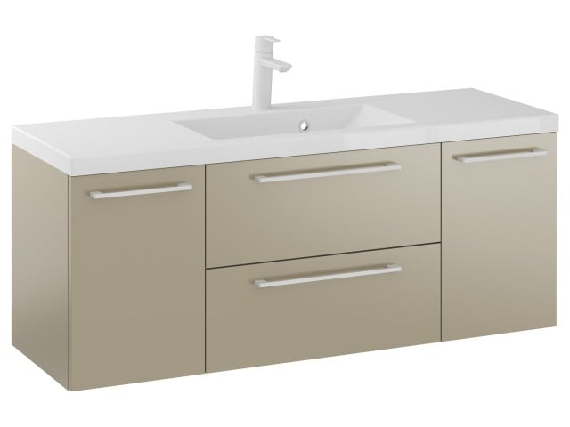 Szafka Wisząca Z Umywalką RON 120 cm D - Cappuccino Mat - Uchwyty Białe Matowe Szafka Wisząca Z Umywalką RON 120 cm D - Cappuccino Mat - Uchwyty Białe Matowe