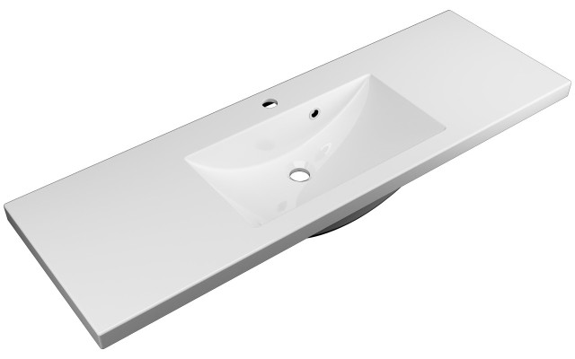 Szafka Wisząca Z Umywalką RON 120 cm D - Cappuccino Mat - Uchwyty Białe Matowe