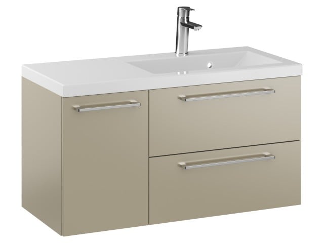 Szafka Wisząca Z Umywalką RON 90 cm D Prawa - Cappuccino Mat - Uchwyty Chromowane Szafka Wisząca Z Umywalką RON 90 cm D Prawa - Cappuccino Mat - Uchwyty Chromowane