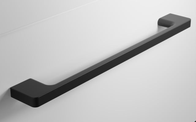 Szafka Wisząca Z Umywalką RON 90 cm D Prawa - Cappuccino Mat - Uchwyty Czarne Matowe