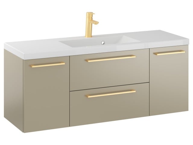 Szafka Wisząca Z Umywalką RON 120 cm D - Cappuccino Mat - Uchwyty Złote Szczotkowane Szafka Wisząca Z Umywalką RON 120 cm D - Cappuccino Mat - Uchwyty Złote Szczotkowane