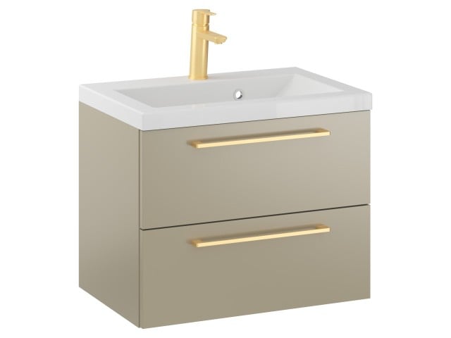 Szafka Wisząca Z Umywalką RON 60 cm - Cappuccino Mat - Uchwyty Złote Szczotkowane Szafka Wisząca Z Umywalką RON 60 cm - Cappuccino Mat - Uchwyty Złote Szczotkowane