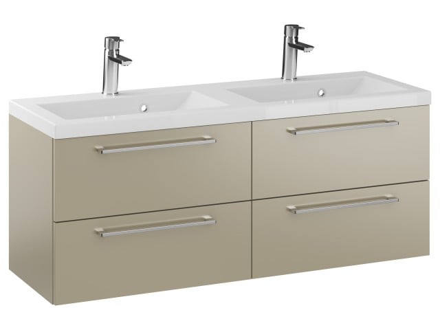 Szafka Wisząca Z Umywalką RON 120 cm DUO - Cappuccino Mat - Uchwyty Chromowane