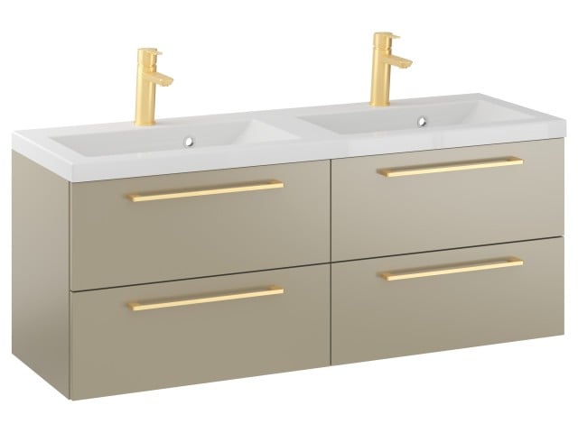 Szafka Wisząca Z Umywalką RON 120 cm DUO - Cappuccino Mat - Uchwyty Złote Szczotkowane Szafka Wisząca Z Umywalką RON 120 cm DUO - Cappuccino Mat - Uchwyty Złote Szczotkowane