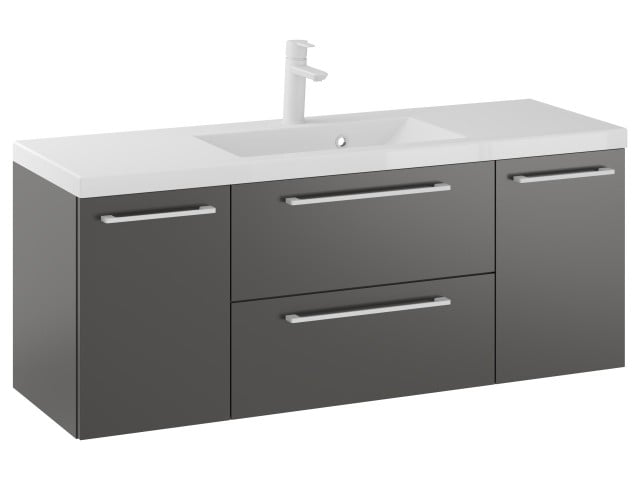 Szafka Wisząca Z Umywalką RON 120 cm D - Titan Mat - Uchwyty Białe Matowe