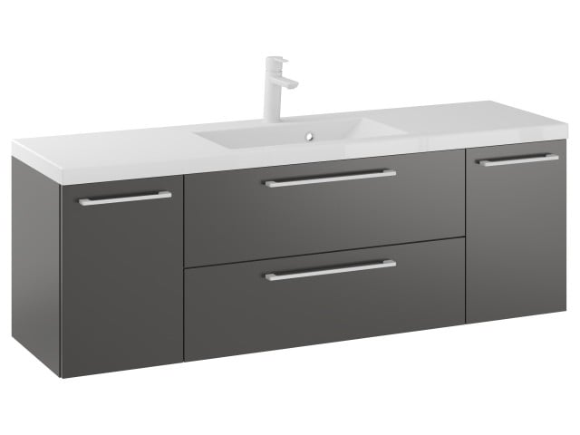 Szafka Wisząca Z Umywalką RON 140 cm D - Titan Mat - Uchwyty Białe Matowe