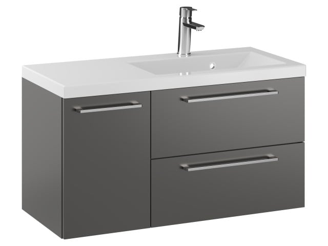 Szafka Wisząca Z Umywalką RON 90 cm D Prawa - Titan Mat - Uchwyty Chromowane Szafka Wisząca Z Umywalką RON 90 cm D Prawa - Titan Mat - Uchwyty Chromowane