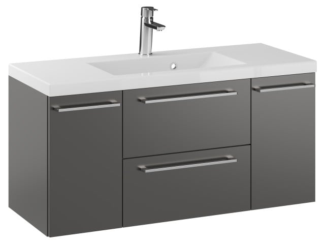 Szafka Wisząca Z Umywalką RON 100 cm D - Titan Mat - Uchwyty Chromowane