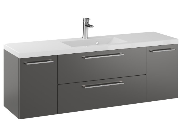 Szafka Wisząca Z Umywalką RON 140 cm D - Titan Mat - Uchwyty Chromowane