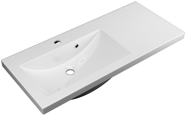 Szafka Wisząca Z Umywalką RON 90 cm D Lewa - Titan Mat - Uchwyty Czarne Matowe