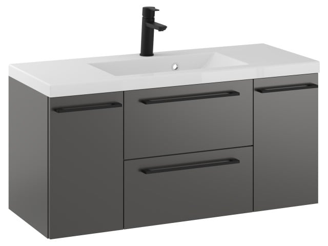 Szafka Wisząca Z Umywalką RON 100 cm D - Titan Mat - Uchwyty Czarne Matowe Szafka Wisząca Z Umywalką RON 100 cm D - Titan Mat - Uchwyty Czarne Matowe