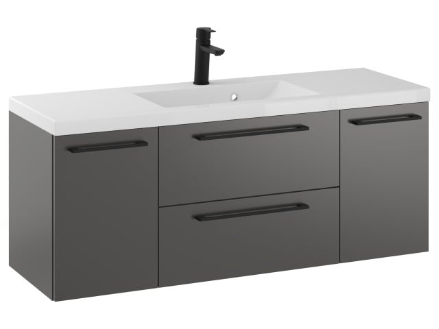 Szafka Wisząca Z Umywalką RON 120 cm D - Titan Mat - Uchwyty Czarne Matowe