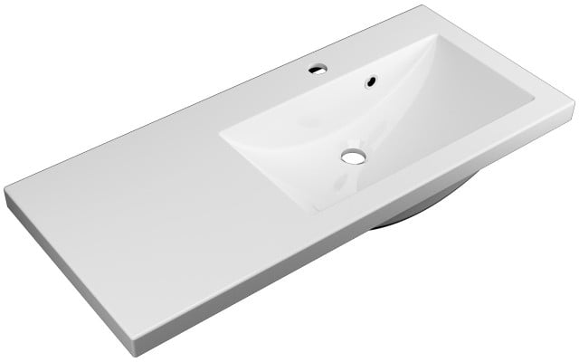 Szafka Wisząca Z Umywalką RON 90 cm D Prawa - Titan Mat - Uchwyty Złote Szczotkowane