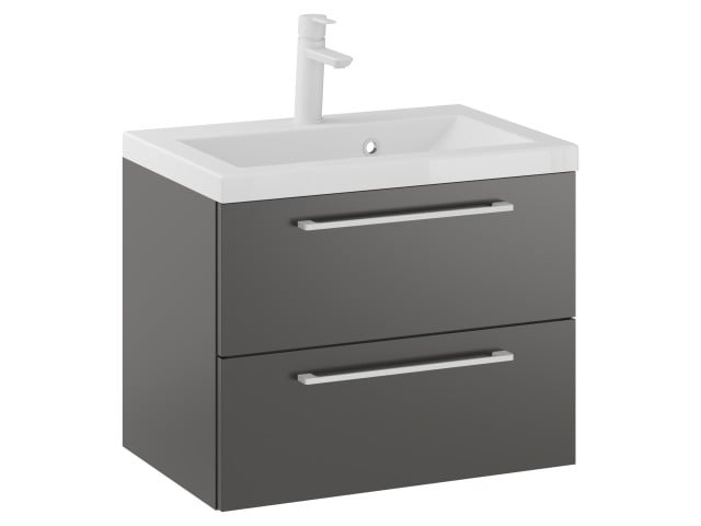 Szafka Wisząca Z Umywalką RON 60 cm - Titan Mat - Uchwyty Białe Matowe