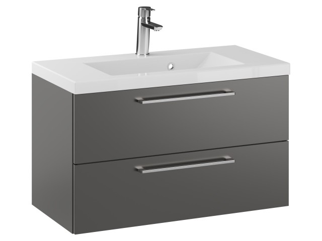 Szafka Wisząca Z Umywalką RON 80 cm - Titan Mat - Uchwyty Chromowane Szafka Wisząca Z Umywalką RON 80 cm - Titan Mat - Uchwyty Chromowane