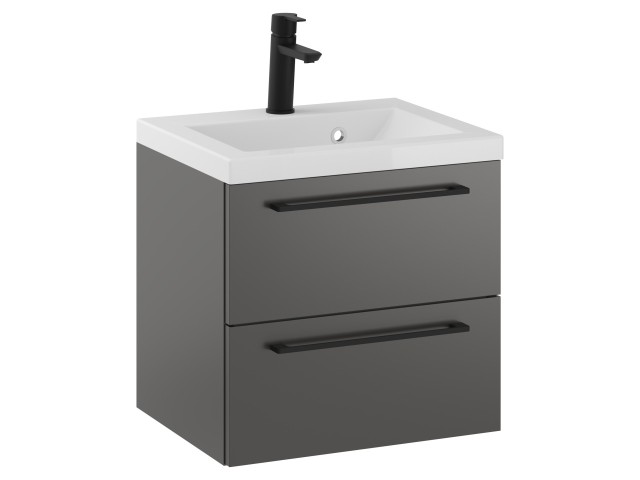 Szafka Wisząca Z Umywalką RON 50 cm - Titan Mat - Uchwyty Czarne Matowe Szafka Wisząca Z Umywalką RON 50 cm - Titan Mat - Uchwyty Czarne Matowe
