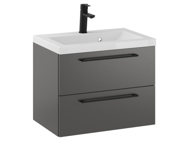 Szafka Wisząca Z Umywalką RON 60 cm - Titan Mat - Uchwyty Czarne Matowe Szafka Wisząca Z Umywalką RON 60 cm - Titan Mat - Uchwyty Czarne Matowe