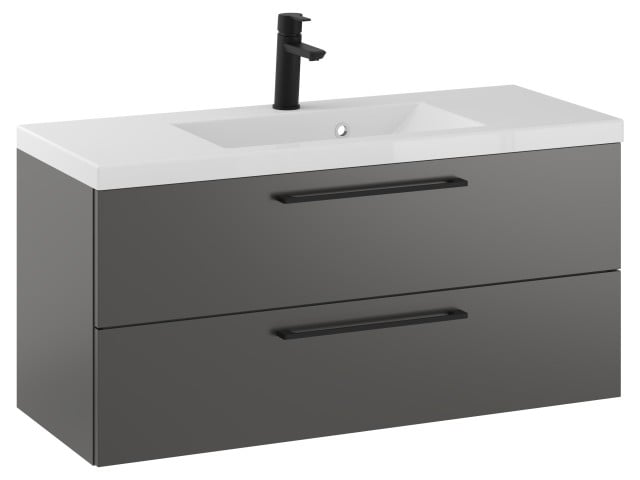 Szafka Wisząca Z Umywalką RON 100 cm - Titan Mat - Uchwyty Czarne Matowe Szafka Wisząca Z Umywalką RON 100 cm - Titan Mat - Uchwyty Czarne Matowe
