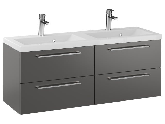 Szafka Wisząca Z Umywalką RON 120 cm DUO - Titan Mat - Uchwyty Chromowane