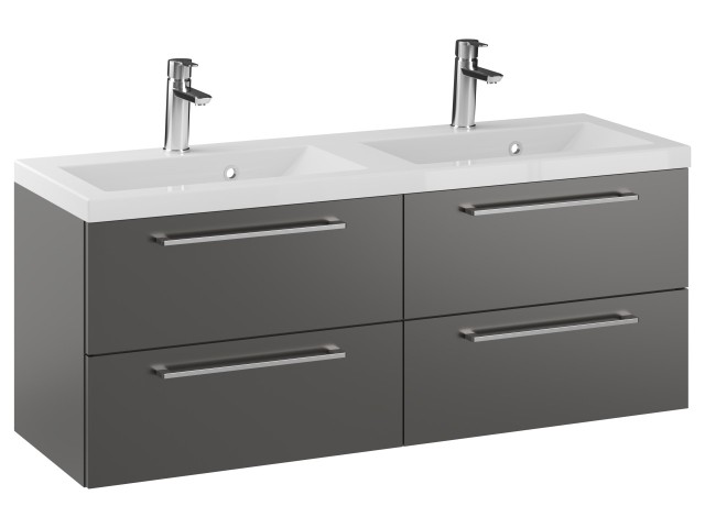 Szafka Wisząca Z Umywalką RON 120 cm DUO - Titan Mat - Uchwyty Chromowane Szafka Wisząca Z Umywalką RON 120 cm DUO - Titan Mat - Uchwyty Chromowane