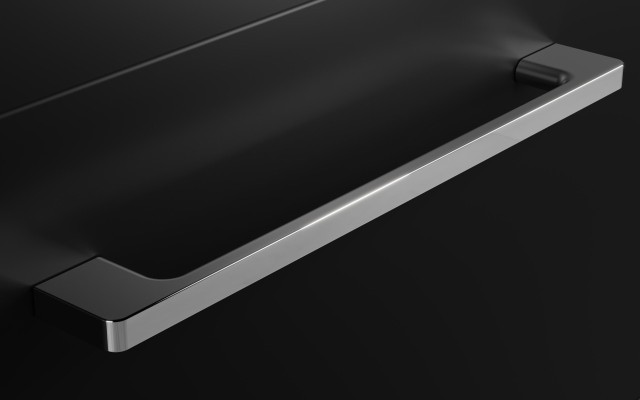 Szafka Wisząca Z Umywalką RON 90 cm D Lewa - Czarny Mat - Uchwyty Chromowane